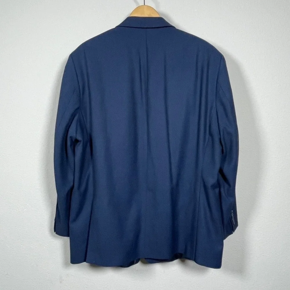 Van Heusen Flex Suit Jacket Mens 48R Navy Blue Textured 2-Button Blazer Stretch